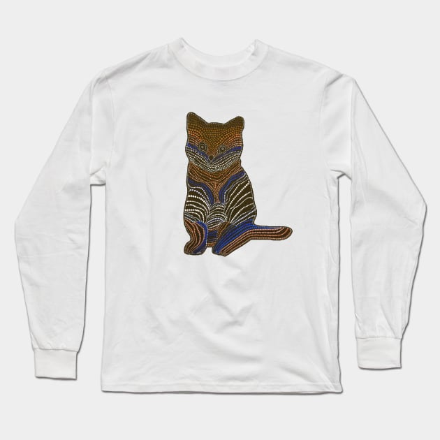 Meow - Orange & Blue Long Sleeve T-Shirt by Amy Diener
